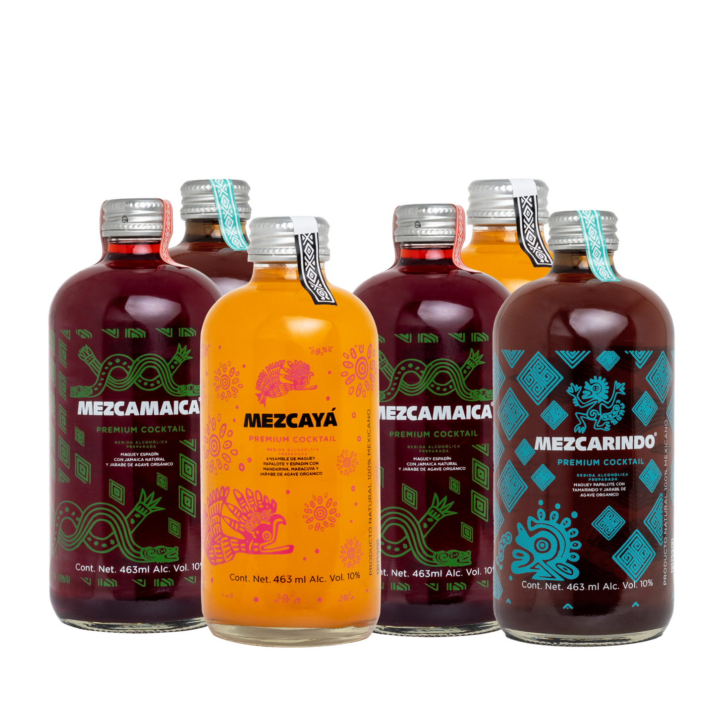 Mixed box 463 ml 2 Mezcamaica, 2 Mezcaya, 2 Mezcarindo 6 Premium Cocktail bottles