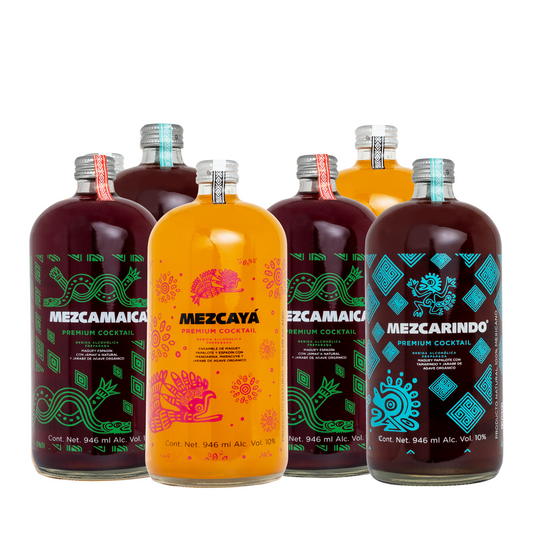 Caja combinada 946 ml 2 Mezcamaica, 2 Mezcaya, 2 Mezcarindo   6 botellas Premium Cocktail