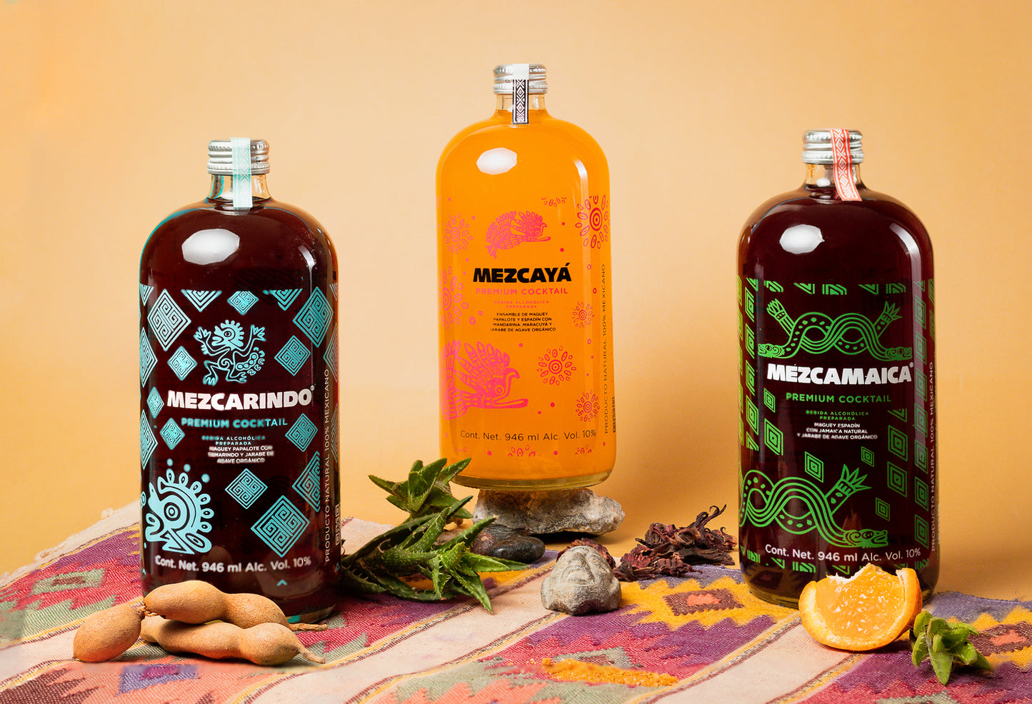 Combined box 946 ml 2 Mezcamaica, 2 Mezcaya, 2 Mezcarindo 6 Premium Cocktail bottles